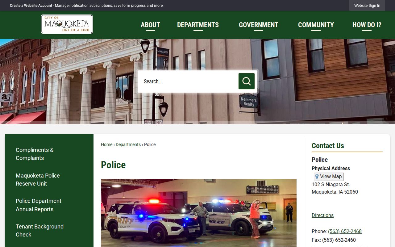 Official Maquoketa Police page for Maquoketa recent arrest inquiries