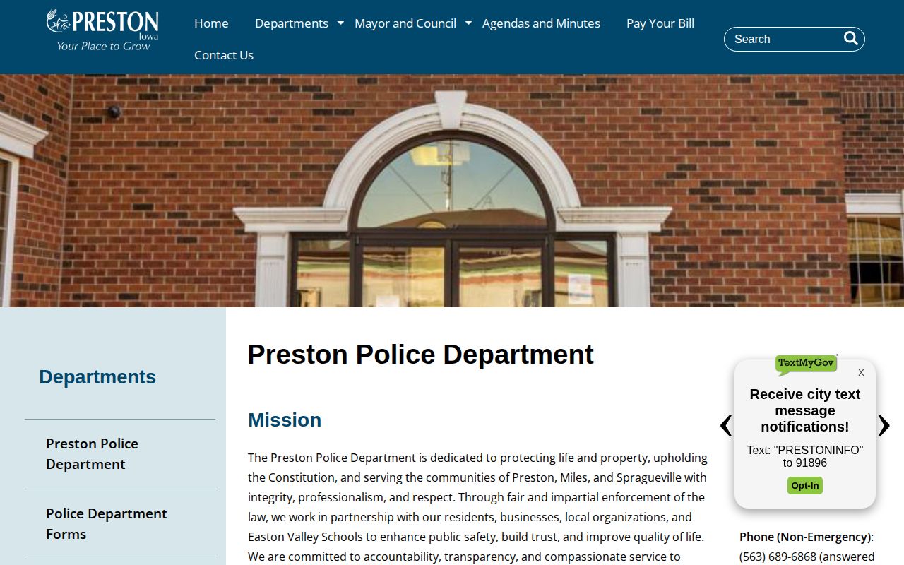 Preston Police page for Preston recent arrests in Jackson County