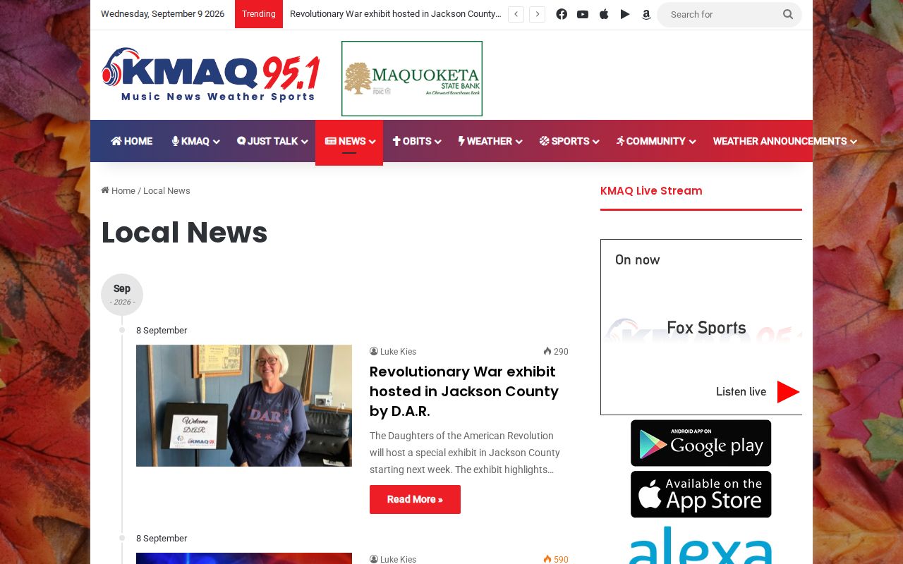 KMAQ local news index with selective Jackson County reporting